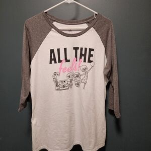 Disney Gray and White Long Sleeve Tee